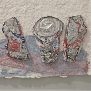 Abstract Aluminum Can Mixed Media Framed Art